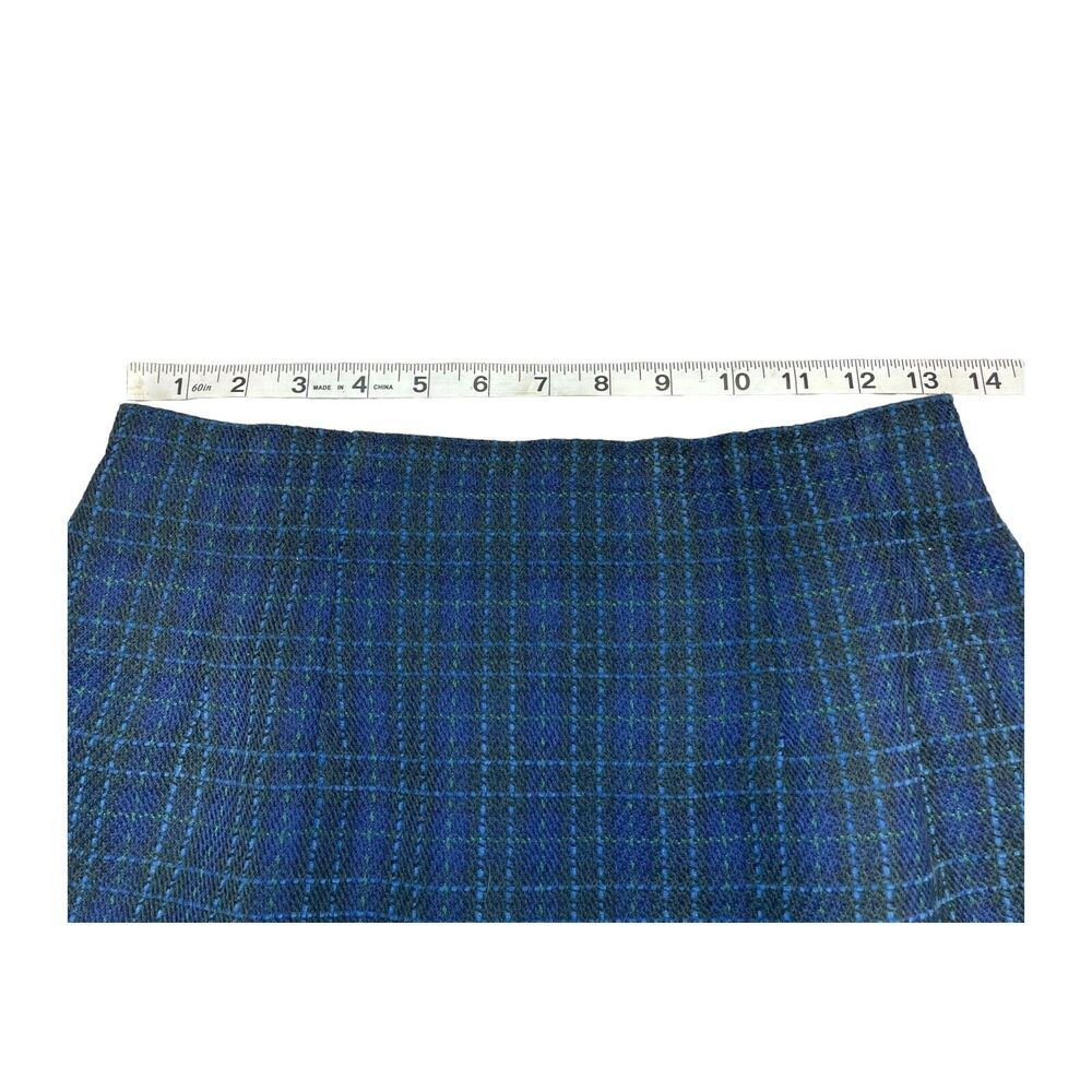Adolfo Studio 2 Piece Skirt Suits Women's 6 Blue Plaid Polyester Double Breasted - Picture 7 of 16